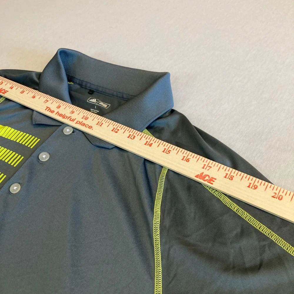 Adidas Golf Mens L Adizero‎ Polo Shirt Gray Lime Green Z87641 Large